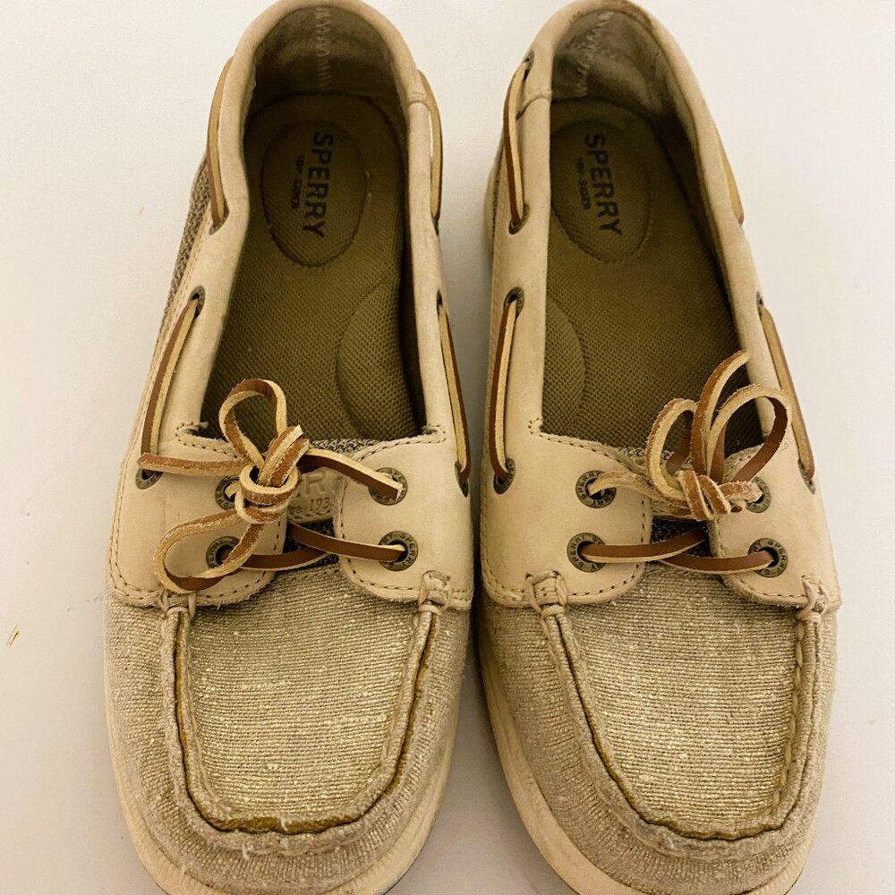 Sperry Top-Sider Angelfish Boat Shoes Slip-on Women's 6.5M Beige Gold Metallic